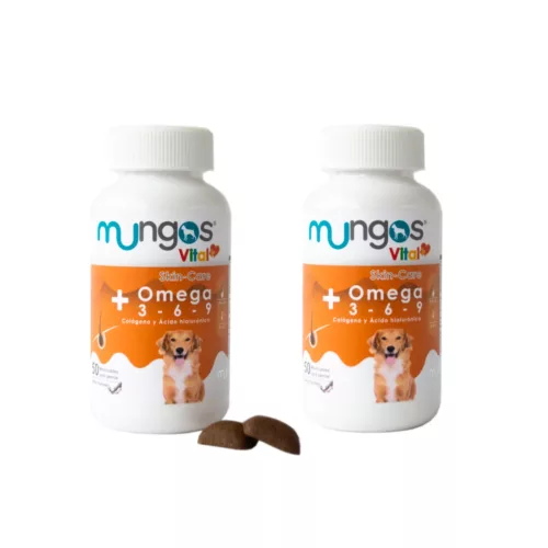 Omegas + colágeno y ácido hialurónico para perros – Mungos vital+ Omega 3-6-9 x 50 unidades blandas