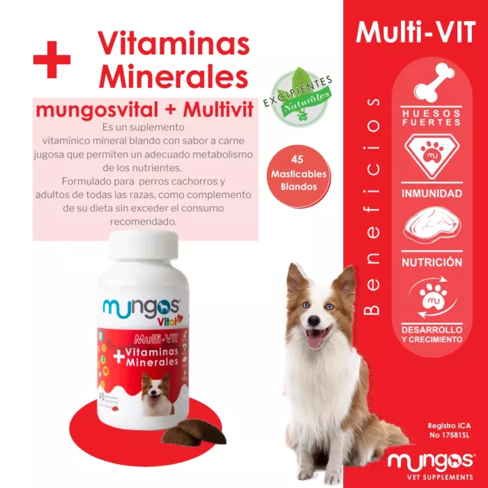 Vitaminas y Minerales para Perros – Mungos vital+ Multi-vit x 45 unidades blandas