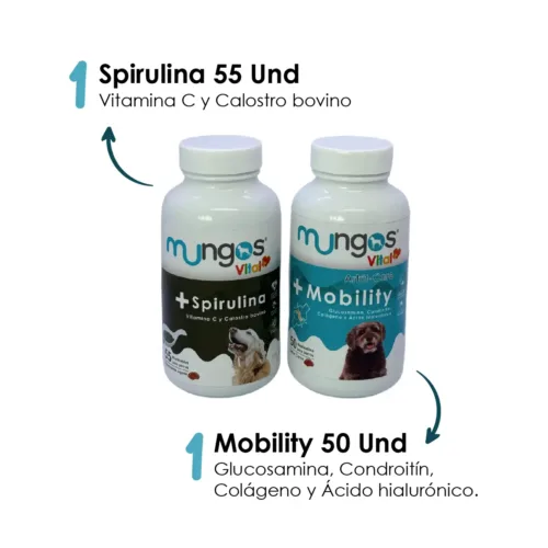 Combo Mungos Vital Spirulina x 55 Unds + Mobility x 50 Unds