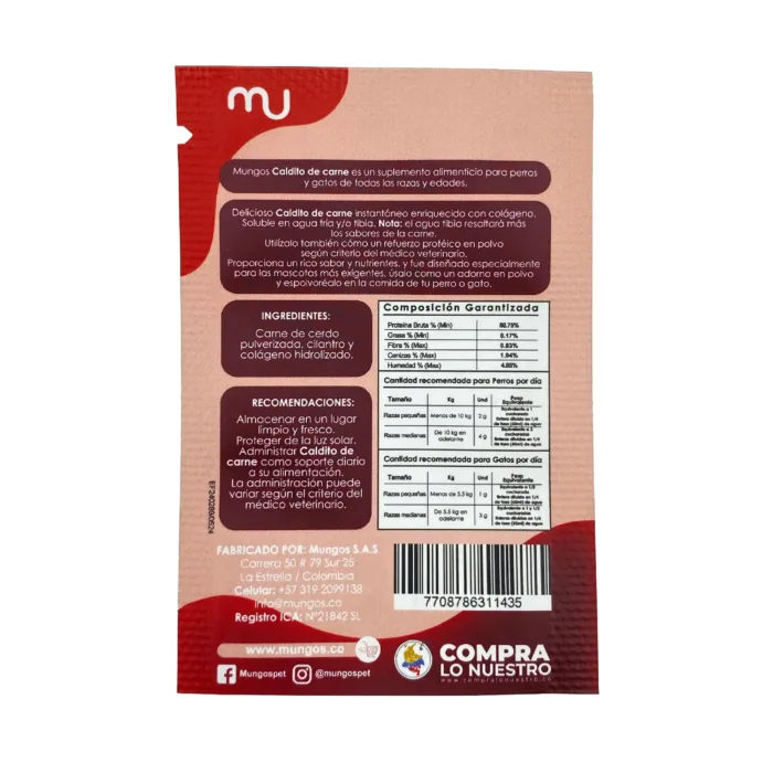Sachet Caldito de Carne reverso 8 gramos